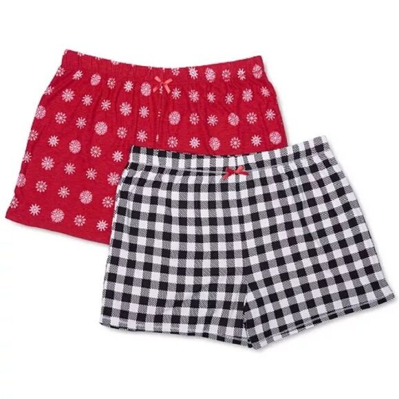 Roudelain Cozy Printed 2 pack Sleep shorts, size M. white/Crimson - Picture 4 of 4
